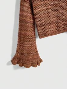 ROMWE Plus Size Vintage Striped Pullover Sweater, Versatile For Autumn/Winter - Red Violet - View 6
