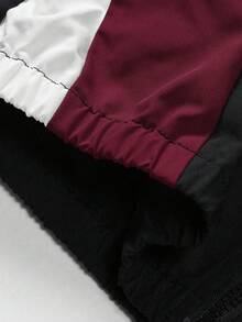 Manfinity Campus Court 男士长袖撞色拉链户外防风夹克，秋季，颓废风