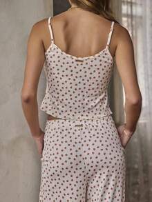 Aralina Sleepwear Women's Strawberry Printed Cami And Wide Leg Pant Matching Set , Christmas And Valentine's Cute Pajamas - Red and White - View 4