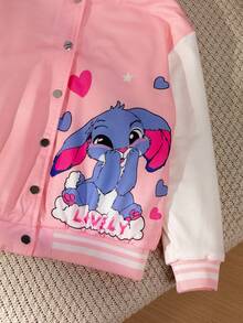 SHEIN 时尚休闲宽松保暖长袖青少年女童夹克 - 粉色 - 查看 5