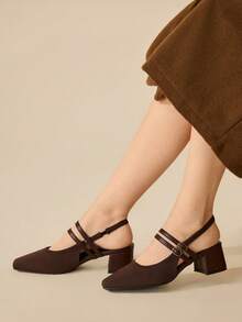 CUCCOO BASICS 女士经典低跟露跟鞋 - 咖啡棕 - 查看 6