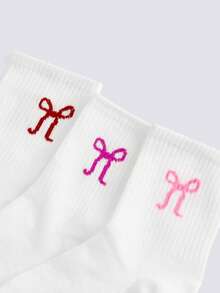 Loungeista 3 Paar Schleifenmuster Crew Socken, Lässig Alltagstragen, Herbst