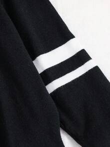 SHEIN 兒童青少年男孩休閒長袖寬鬆條紋秋季毛衣，聖誕、冬季、黑色毛衣 - 黑色 - 查看 4