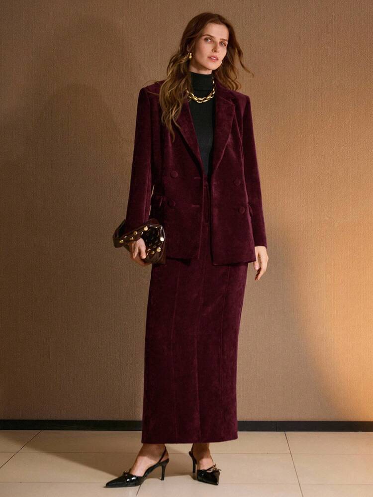 WOMEN'S AUTUMN/WINTER CHENILLE SPLIT BACK LONG SKIRT