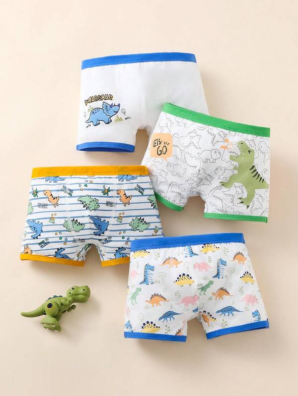 Snug Zone 4pcs/Pack Cute Dinosaur Print Comfortable Socks For Toddler Boys