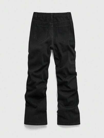 Street Life Pantalon en jean casual pour hommes avec poche ornée de strass en forme de croix