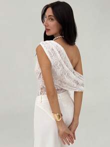 Aloruh Young Lady Music Festival White Lace Sheer Bodysuit - White - View 2