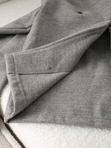 Genkimix Kids Tween Girls' Elegant Long Sleeve Stand Collar Thick Casual Minimalist Gray Coat, Autumn/Winter - Grey - View 7