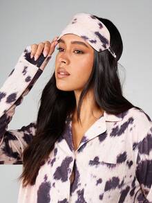 MISSGUIDED 女士奶牛印花睡衣套装 长袖纽扣睡衣衬衫 阔腿裤 家居服 - 彩色 - 查看 5