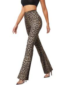 Firerie Women Leopard Print Flare Leg Pants