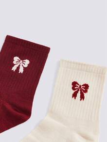 Loungeista 5双新款安哥拉红袜子，透气吸湿排汗中筒袜，男女通用，适合圣诞节、秋季 - 彩色 - 查看 4