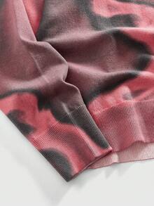 ROMWE MEN Street Life Men's Crew Neck Bright Color Figure Shadow Knit Sweater, Long Sleeve Top - Pink - View 4