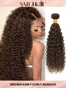 Chocolate Brown Kinky Curly Human Hair 1 Bundles 100% Brazilian Virgin Human Hair Weave Remy Human Extensions #4