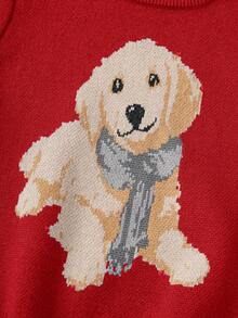 PrepCrw 1 pieza Suéter casual de manga larga con cuello redondo y estampado de perro de dibujos animados para bebés niños, suéter de punto de invierno/otoño para bebé niño, suéter rojo de bebé, suéter de cachorro, suéter de bebé niño, suéter de perro para bebé en otoño, días festivos - Rojo - Ver 4