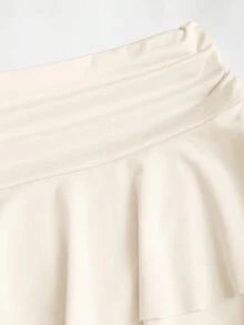 SHEIN Unity Bộ áo hai dây họa tiết hoa ánh đồng và chân váy mini xếp ly mùa hè dành cho nữ - Màu be - Xem 8