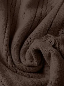 Franclia Women's Casual Solid Color Round Neck Long Sleeve Sweater Dress, French Gentle Style - Coffee Brown - View 3