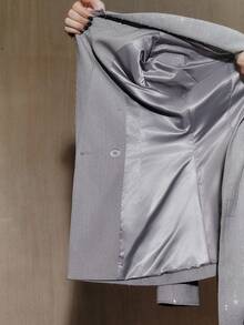 Anewsta Jaket Blazer Bergaris Bordir dan Manik-Manik Mewah Elegan, Cocok untuk Gaun Malam, Perayaan Musim Gugur, Musim Dingin, Musim Semi, Tahun Baru, Pesta, Pernikahan, Chic, Bergaya, Formal, Kerja, Hari Thanksgiving, Wisuda, Natal - Grey - View 8