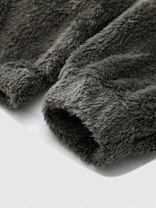 ROMWE MEN Street Life Unisex Thermal Lined Jacket With English Print, Casual Autumn/Winter - Dark Grey - View 6