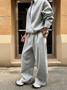 DAZY Conjunto de sudadera de dos en uno con bloques de color gruesos para hombre, otoño/invierno - Gris - Ver 8