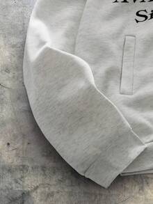 AXEPEAK 男士字母印花长袖拉链连帽卫衣，带毛领，秋冬款 - 淺灰色 - 查看 3