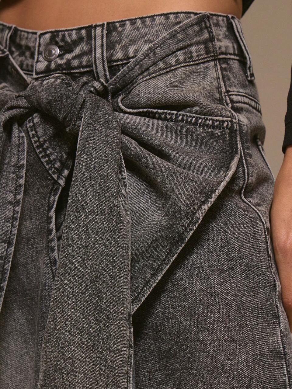 Denim Wrap Around Tie Washed Wide Leg Jeans Cool Girl, Streetstyle, Cute, , , Winter Spring Summer