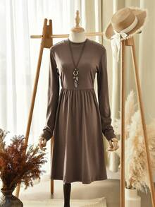 Rusticease Váy dài tay ôm họa tiết hoa cổ điển đơn giản dành cho nữ, phù hợp cho mùa thu/đông - Nhiều màu - Xem 3