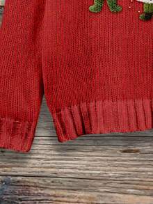 EMERY ROSE Pullover tricoté décontracté pour femmes, rouge, convenant à l'automne/hiver, Noël, avec imprimé de Noël - Multicolore - Voir 6