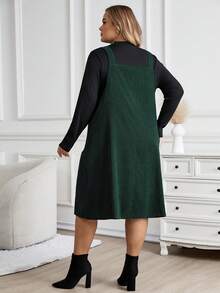 SHEIN CURVE+ 大码休闲豹纹口袋背带裙/秋冬 - 彩色 - 查看 2