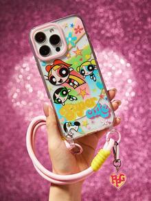 THE POWERPUFF GIRLS X SHEIN Casing Ponsel Transparan dengan Desain Cetak Pelindung, Dilengkapi Tali Gantungan Ponsel, Kompatibel dengan iPhone 11-17, 17 Pro, 17 Pro Max, Ide Hadiah - MultiWarna - View 2