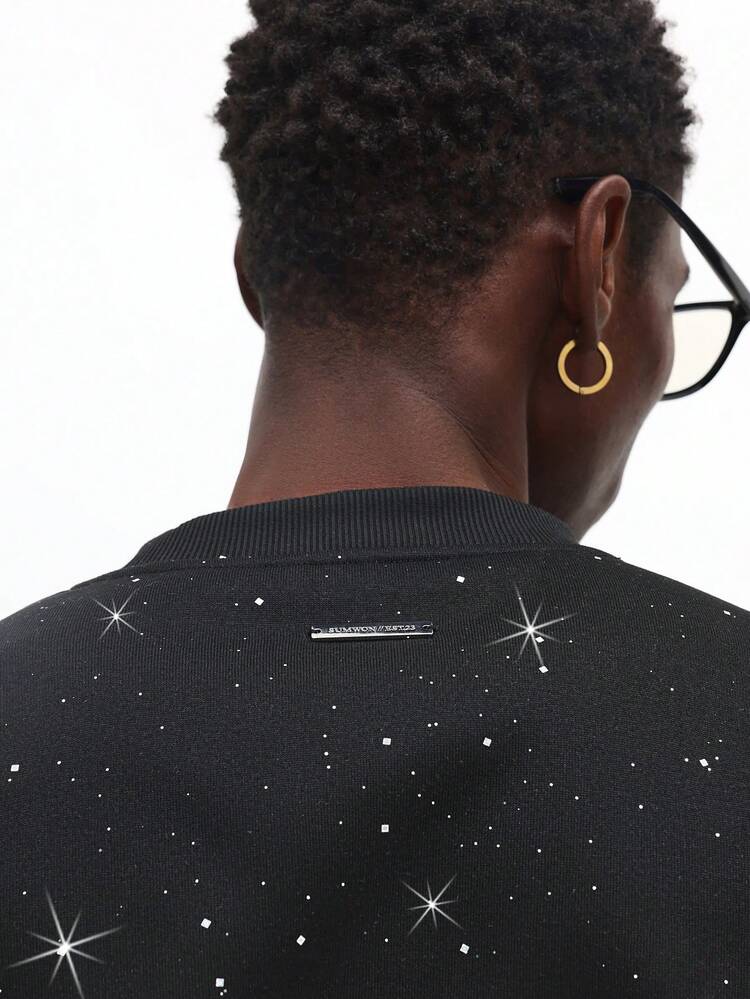 Felpa corta con stampa di stelle galattiche