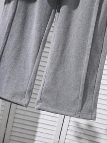 Elladie kids Tween Girls Casual Elegant Round Neck Long Sleeve Top, Paired With Pants, Vest, And Gray Cardigan Outfit - Grey - View 6