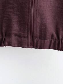 SHEIN LUNE Bộ áo thun trơn màu đơn sắc có khóa kéo và quần cạp chun - Màu tím - Xem 4