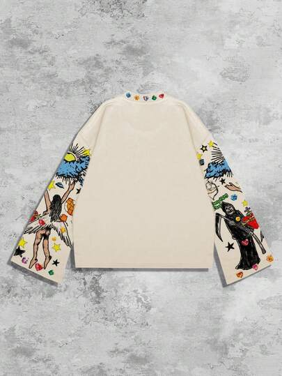 Street Life Unisex Casual Long Sleeve Printed T-Shirt