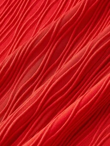 SHEIN MOD 2件套 女士提花面料 金属花朵装饰 吊带上衣和裙子 - 紅色 - 查看 4