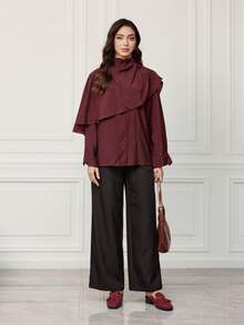 Sleekvia Damloafers med slip-on-motiv, brittiska vardagsskor med tjock klack, nya höst-/vårskor för pendling - Bourgogne - Visa 6