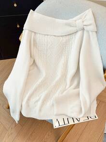 GlowEve CURVE 女士优雅宽松露肩加大码毛衣，适合秋冬季外出和婚礼宾客