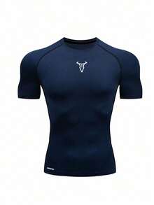 Manfinity Sport Corelite Men's Bull Print Slim Fit Short Sleeve Sports T-Shirt Workout Tops Gym Top Compression Shirt Breathable Fitted Shirt Crew Neck Compression Shirt Men - Multicolor - View 7