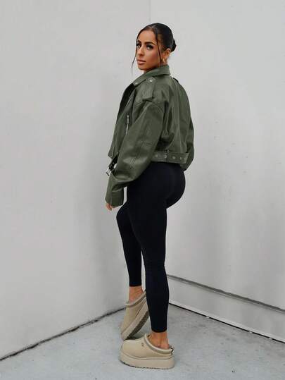 SAYEHFBABY Women's Fashion Zip-Up Stand Collar Motorcycle Jacket, Autumn Fall Winter Cloth For Women