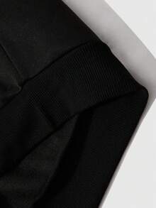 ROMWE MEN Paul Frank X ROMWE 男式字母和卡通图案拉链连帽卫衣，秋冬 - 黑色 - 查看 5