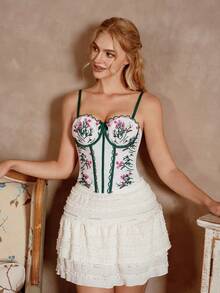 Myrelith Elegante top de camiseta con bordado floral - Blanco - Ver 4