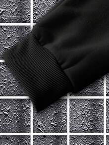 Manfinity Homme 男士印花休闲圆领长袖卫衣 - 黑色 - 查看 6