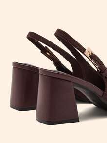 CUCCOO BASICS Women's Fashion Open Back Pointed Toe Chunky Heels Pumps, Classic Minimalist Design For Commuting, Dating, Party, Holiday, Wedding - Coffee Brown - View 10