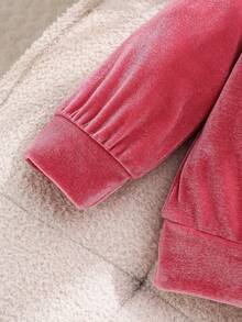 Elladie kids Young Girls Sweet & Cute Girl English Letter Embroidery Long Sleeve Top Paired With Simple Long Pants, Pink Casual T-Shirt Set - Pink - View 5