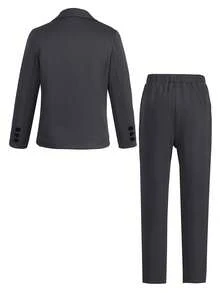 SHEIN 青少年男童绅士两件套：简约西装外套 + 纯色休闲裤，无需领带和配饰，适合生日派对、晚宴、婚礼、洗礼、毕业典礼、婚礼宾客、花童、戒指童、返校季等场合。 - 深灰色 - 查看 2