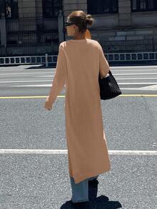 DAZY Áo len dài tay xẻ tà rộng rãi cho nữ - Hồng - Xem 3