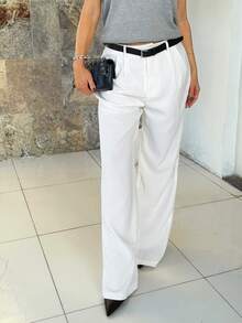 Milla Jasmine Calças Casuais/Para Trabalho Brancas Femininas - Branco - Visão 5