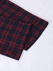 Teen GirlCasual Christmas Homewear V-Neck Graphic Sweatshirt & Plaid Pants Set - Red - View 7