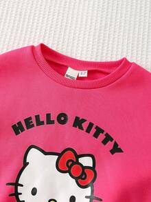 HELLO KITTY AND FRIENDS | SHEIN Young Girl Loose Fit Crew Neck Sweatshirt And Flare Leg Pants 2-Piece Set - Multicolor - View 6