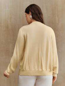 Anewsta 女士新款高端重工串珠优雅开衫毛衣，适合秋季、冬季、春季、新年、派对、婚礼等场合，优雅、别致、时尚、休闲、舒适 - 米色 - 查看 2