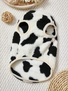 PETSIN Cute Plush Velvet Vest For Small Animals – Super Soft Windproof Autumn/Winter Dog & Cat Clothes, Stylish Cartoon Theme With Leash Buckle, Great For Photoshoots And Everyday Use - 黑色 - 查看 3